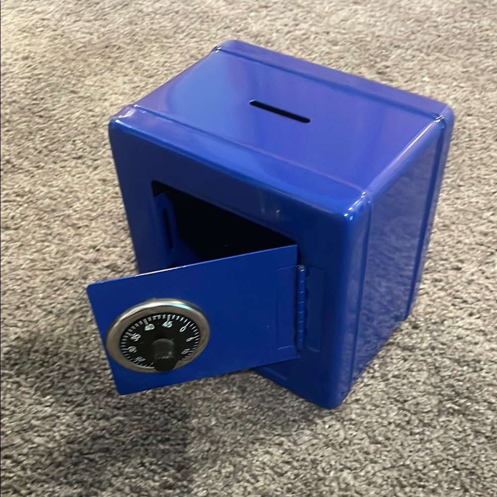 Blue Metal Safe Box with Combination Lock
